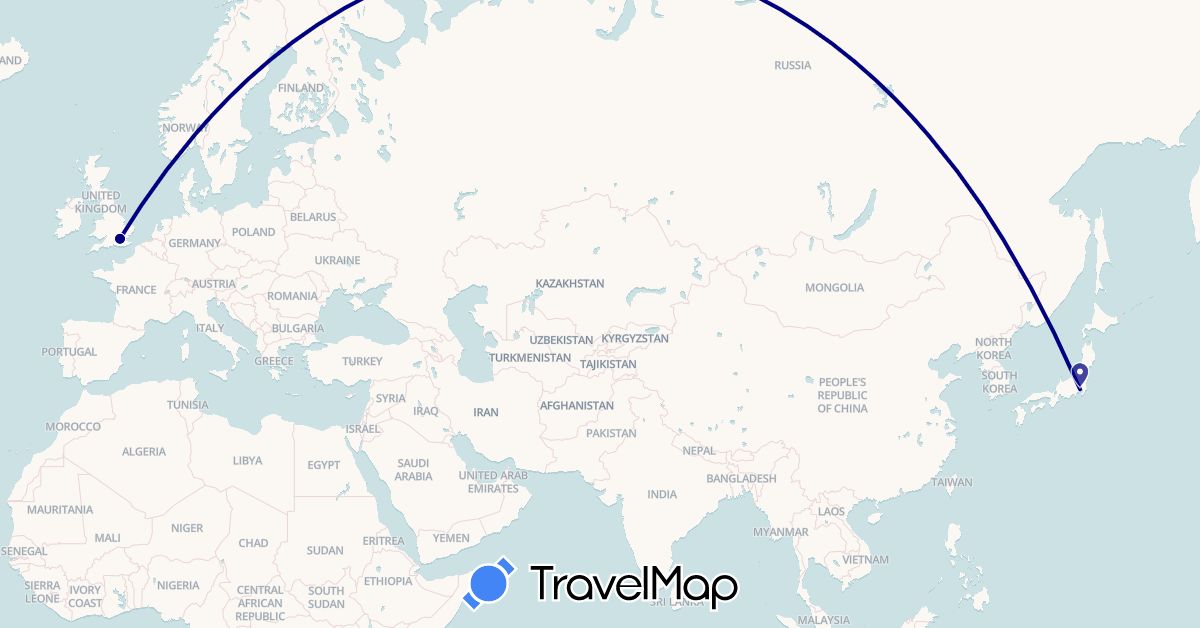 TravelMap itinerary: driving in United Kingdom, Japan (Asia, Europe)